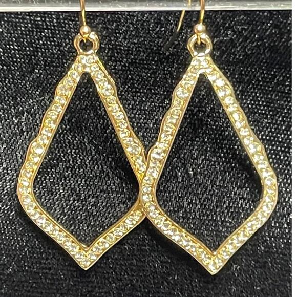 2” Earrings Crystal CZ Gold Drop Dangle Open Kendra Scott Sophee STYLE S21 - Picture 1 of 6
